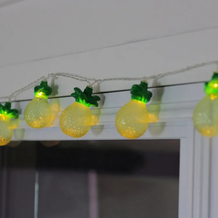 10-Count Green Pineapple LED Summer Lights with 4.5' Clear Wire