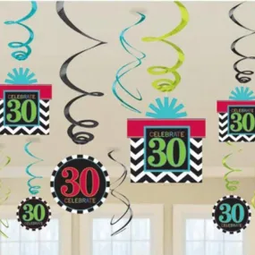 30th Birthday Swirl Decoration 12pcs