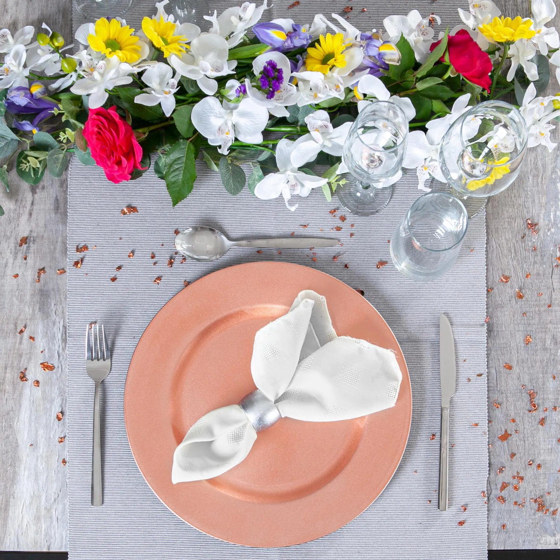 33cm Metallic Melamine Charger Plates - Pack of Six - By Argon Tableware