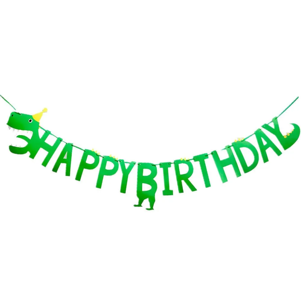 (43-piece set) Happy Birthday garland children's birthday party decoration dinosaur   latex and foil balloons - green
