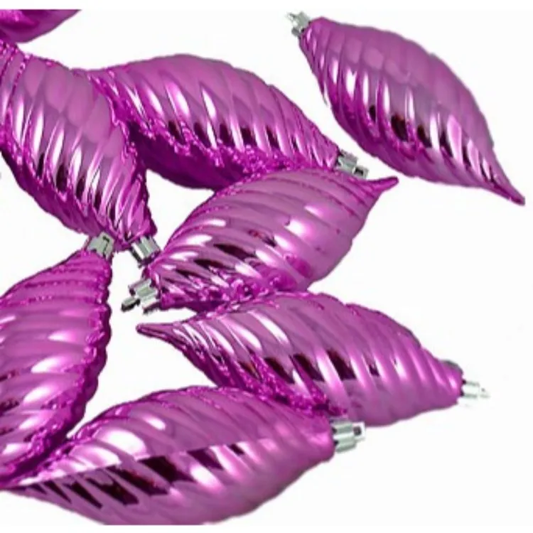 4.75" Purple and Silver Shiny Shatterproof Christmas Finial Ornaments Set of 12