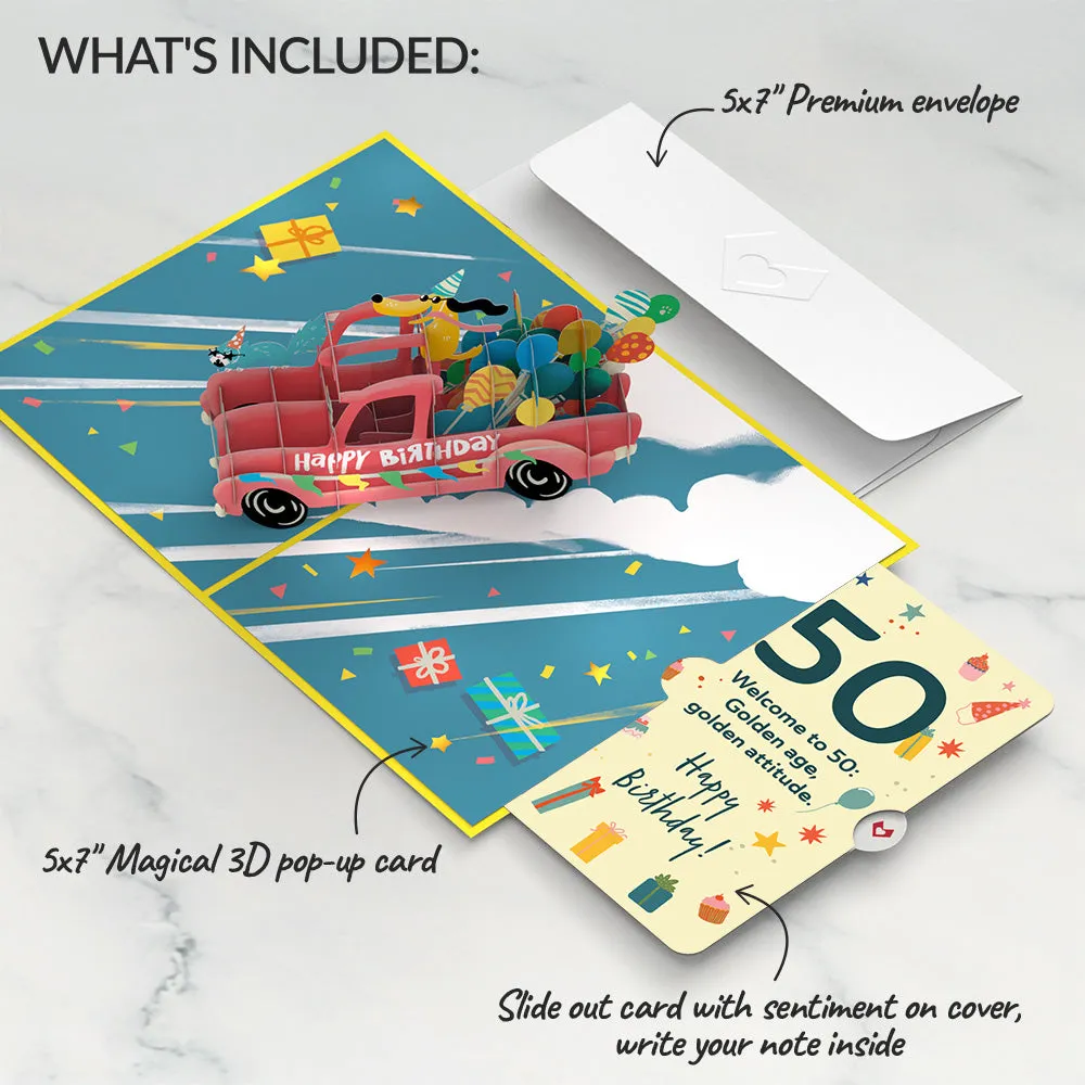 50th Birthday Truck Pop-Up Card and Sentiment Set
