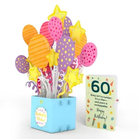 60th Birthday Balloons Giant Pop-Up Gift and Sentiment Set