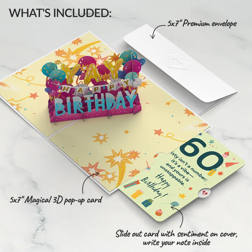 60th Birthday Celebration Pop-Up Card and Sentiment Set