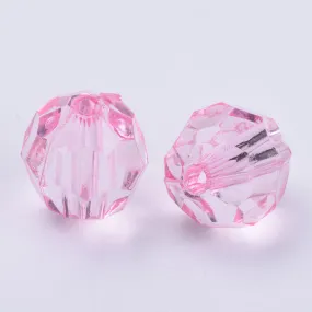 6mm Faceted Beads (100) - Pink