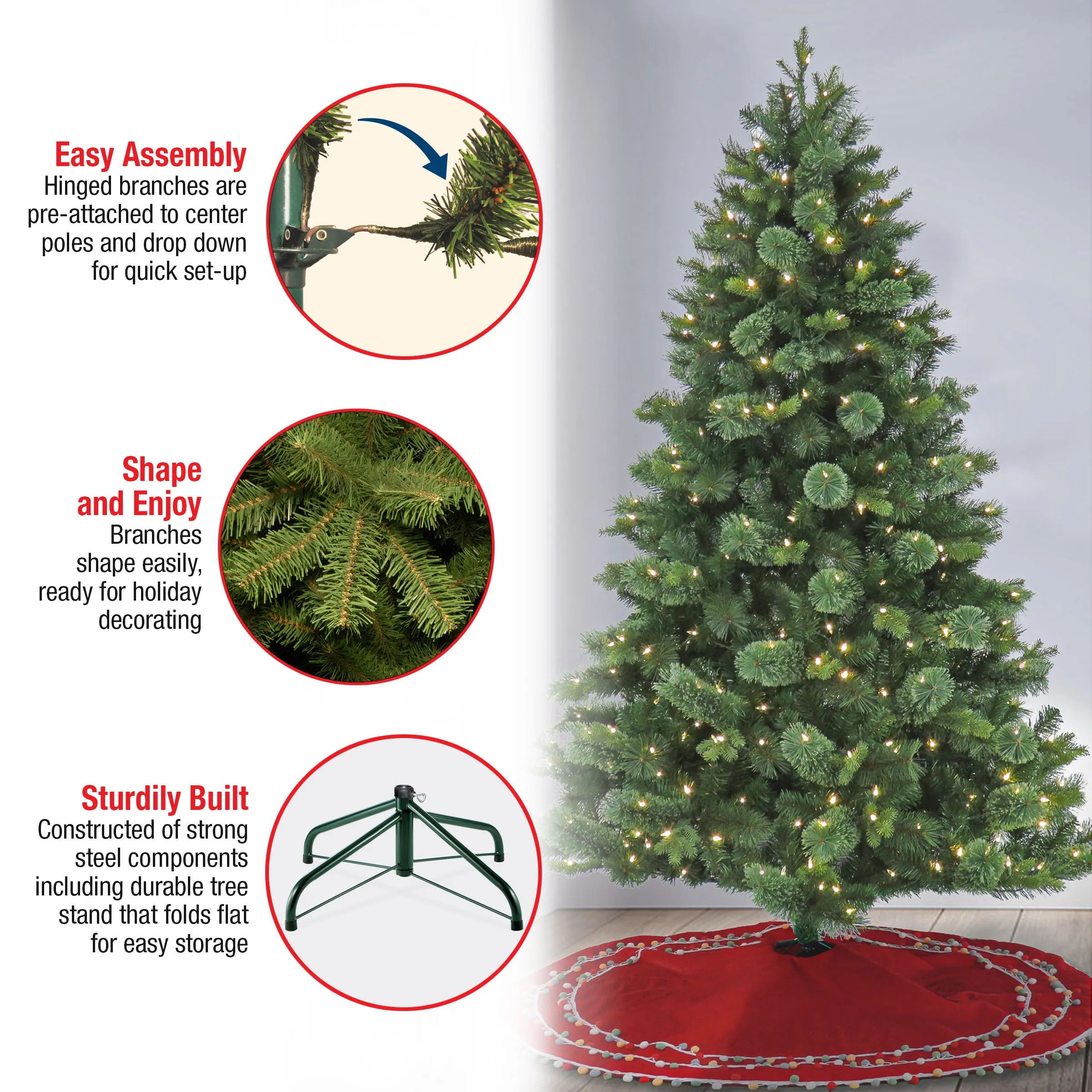 7 ft. Pre-Lit Montreal Pine Tree with LED Lights