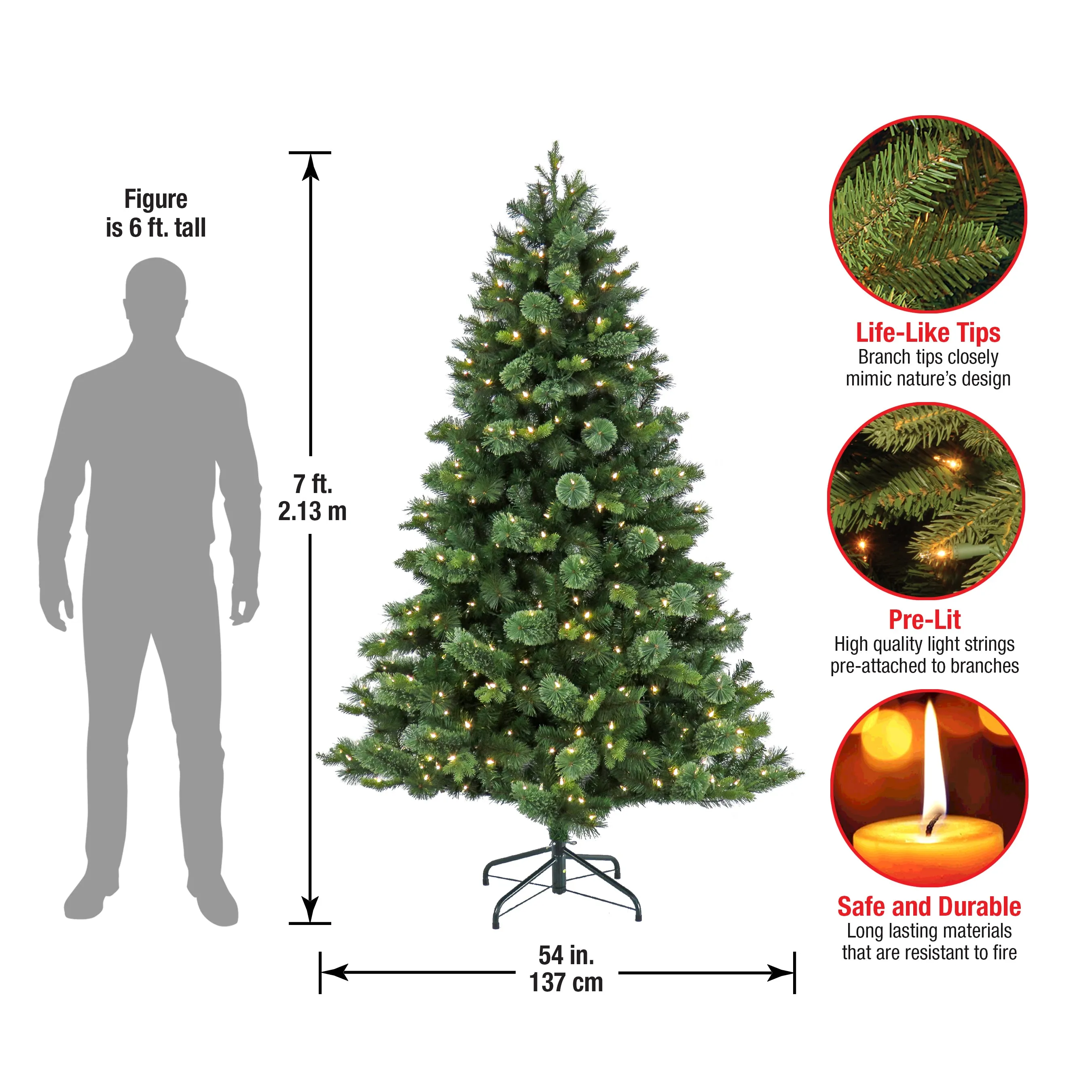 7 ft. Pre-Lit Montreal Pine Tree with LED Lights