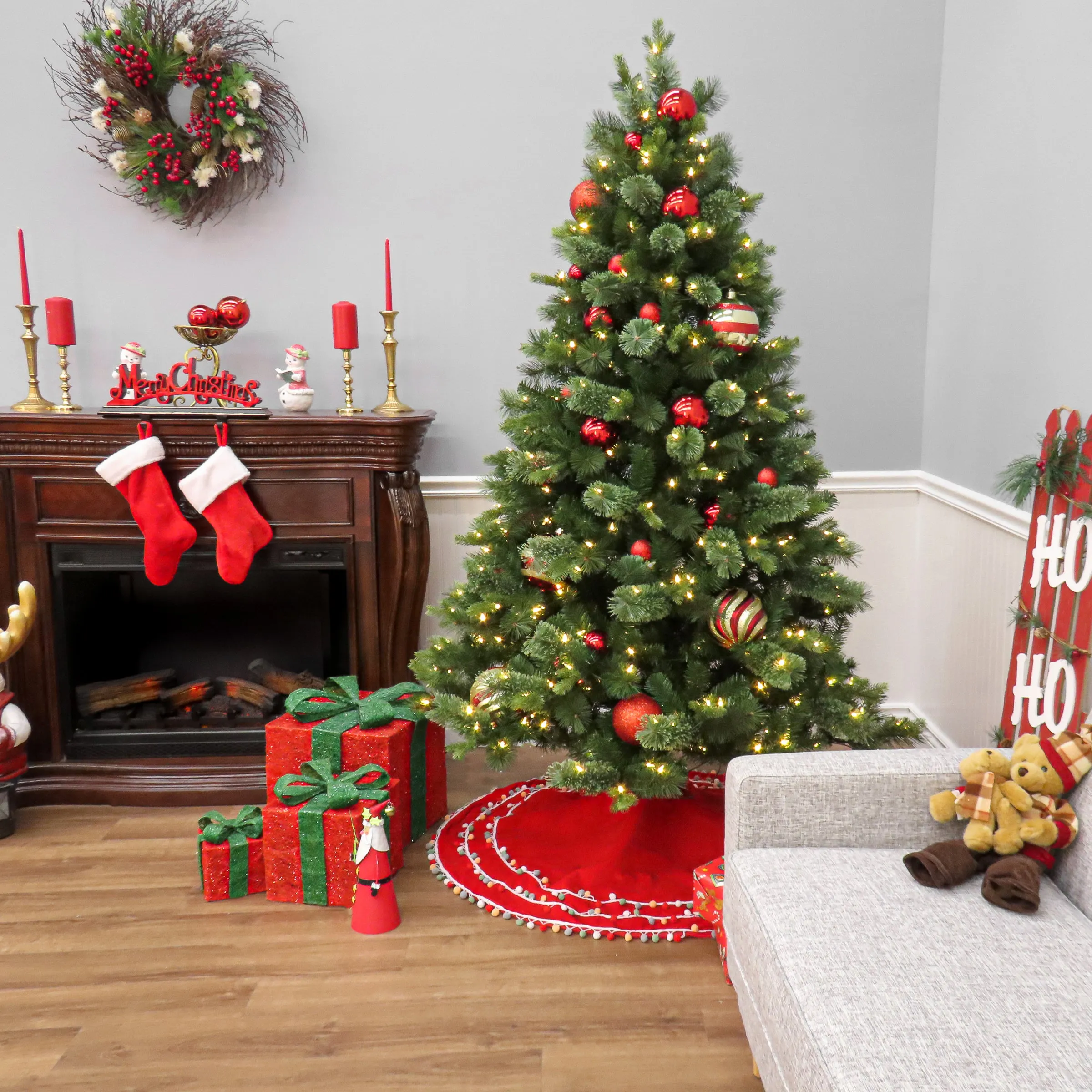 7 ft. Pre-Lit Montreal Pine Tree with LED Lights
