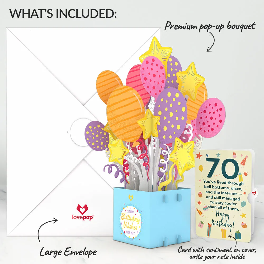70th Birthday Balloons Giant Pop-Up Gift and Sentiment Set
