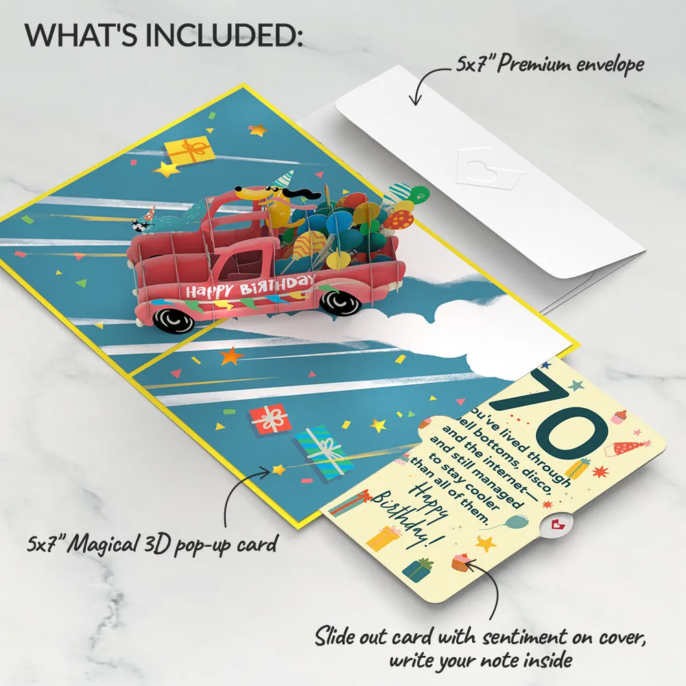 70th Birthday Truck Pop-Up Card and Sentiment Set