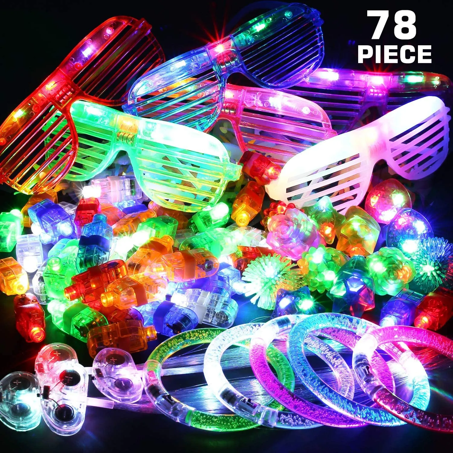 78Pcs LED Light up Toy Party Favors Glow in the Dark