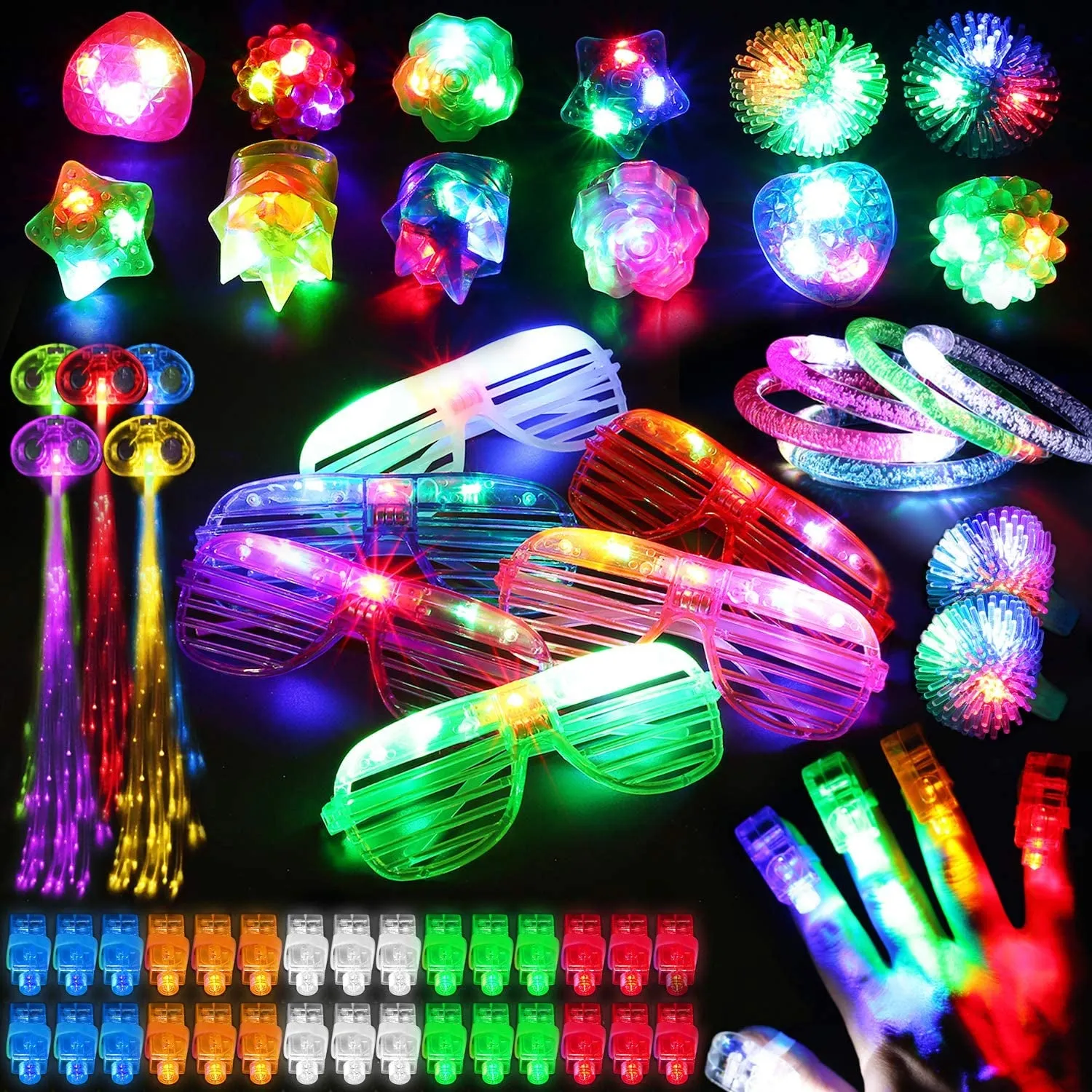 78Pcs LED Light up Toy Party Favors Glow in the Dark