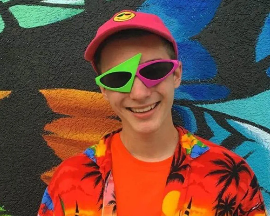 80s Glasses Pink and Green Party Sunglasses