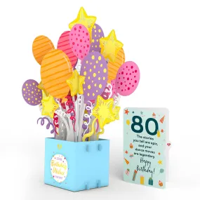 80th Birthday Balloons Giant Pop-Up Gift and Sentiment Set