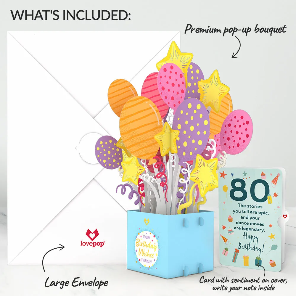 80th Birthday Balloons Giant Pop-Up Gift and Sentiment Set