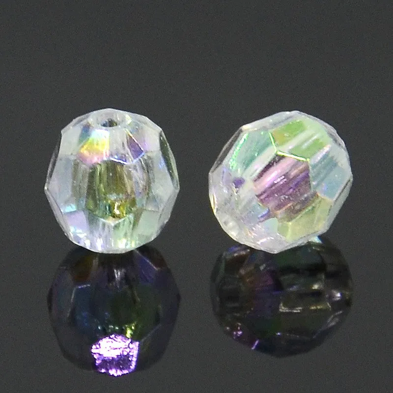 8mm Faceted Beads (100) - Clear AB
