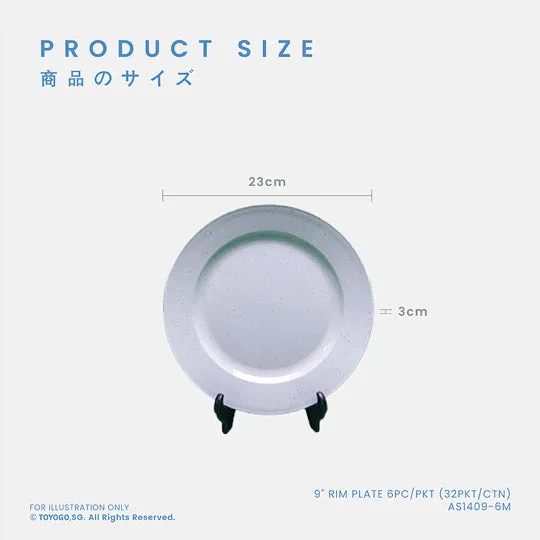 9" RIM PLATE 6PC/PKT (32PKT/CTN) (AS1409-6M)