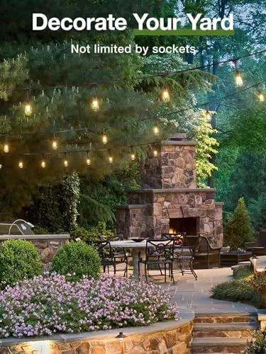 addlon 54FT(48 6) Solar String Lights Outdoor Waterproof with USB Port & Remote Control Dimmable Solar Patio Lights IP65 Solar Powered Edison LED Bulbs for Outside Bistro Camping