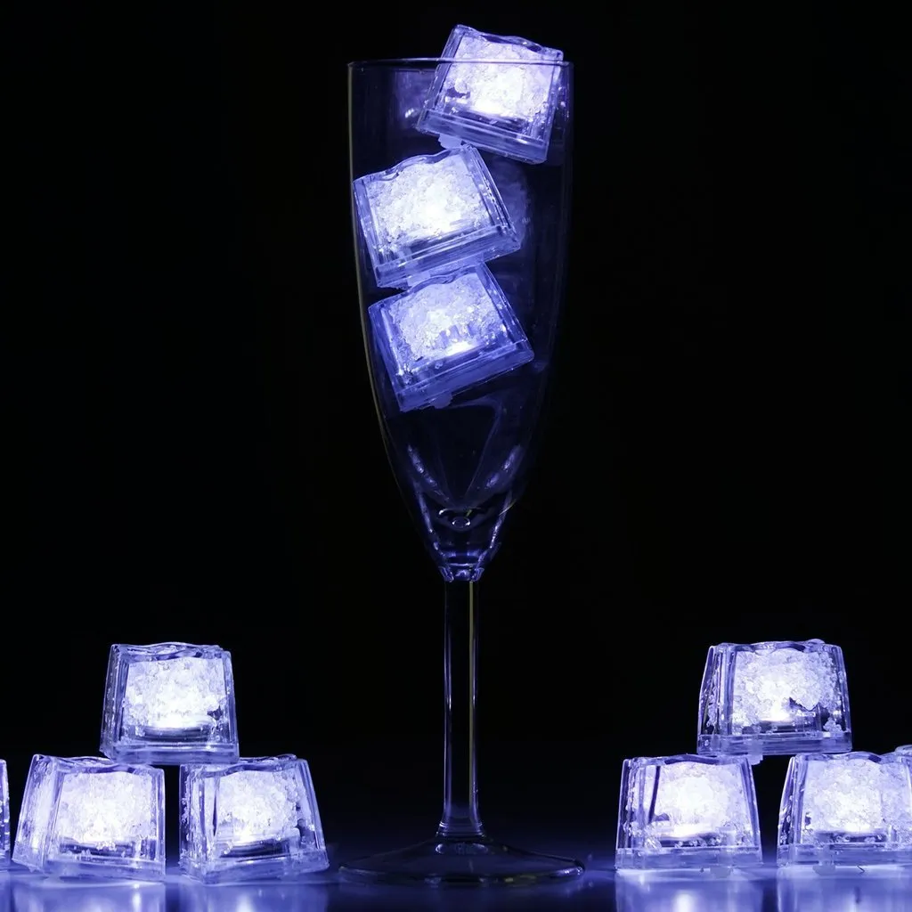 Automatic Submersible Waterproof  LED Ice Cubes RGB for Vase Wedding Party Fish Tank -White-12pcs