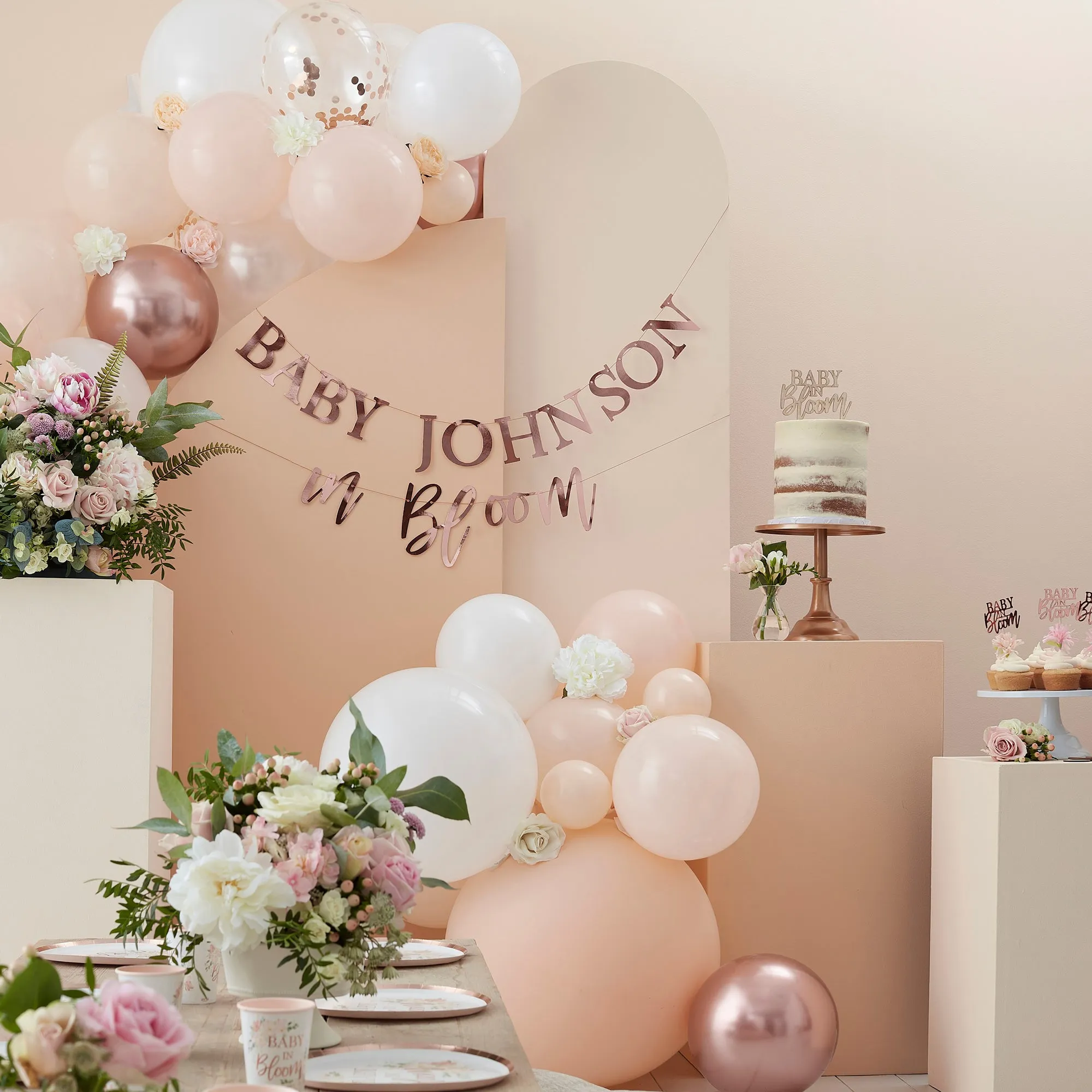 Baby In Bloom Rose Gold Baby Shower Plates 9inch 8pcs