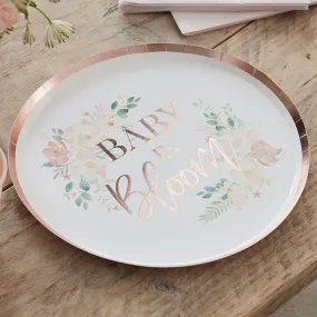 Baby In Bloom Rose Gold Baby Shower Plates 9inch 8pcs