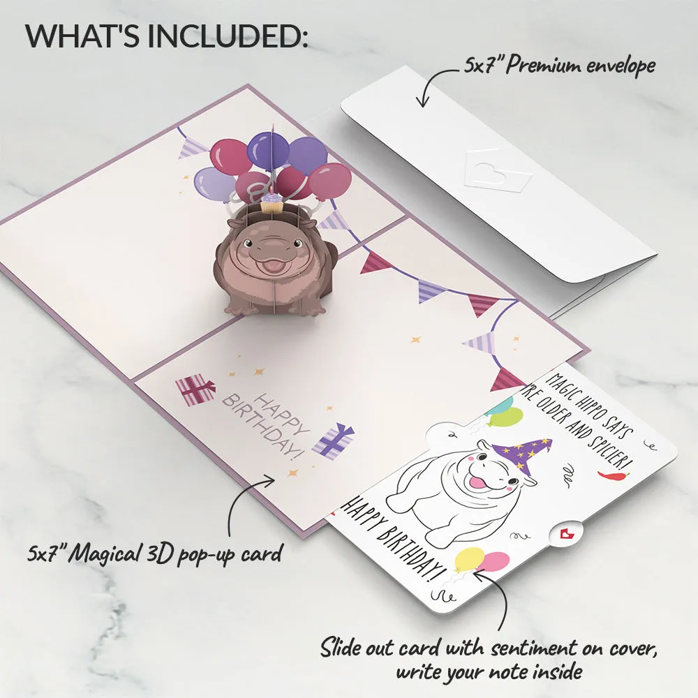 Baby Pygmy Birthday with Magic Hippo Pop-Up Card and Sentiment Set