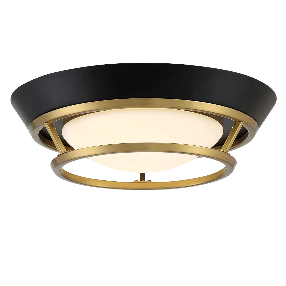 Beam Me Up 11 in. LED Flush Mount Light Coal & Satin Brass Finish