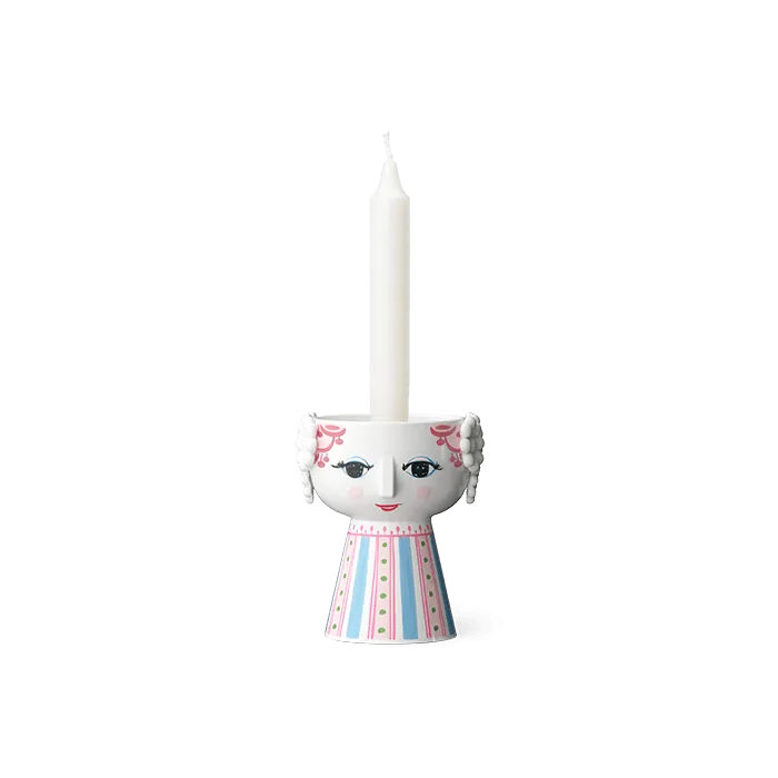 Bjørn Wiinblad Eva Candle Holder, Pink, H: 3.7"