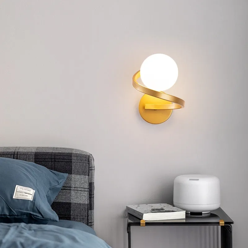 Black/White Metal Wall Lights Simple Living Room Bedroom Bedside Corridor Stairs Lamps G9 Sconce Lamp Glass Ball Wall Lighting
