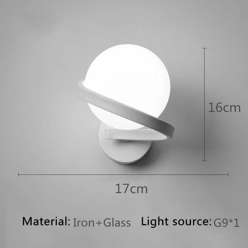Black/White Metal Wall Lights Simple Living Room Bedroom Bedside Corridor Stairs Lamps G9 Sconce Lamp Glass Ball Wall Lighting