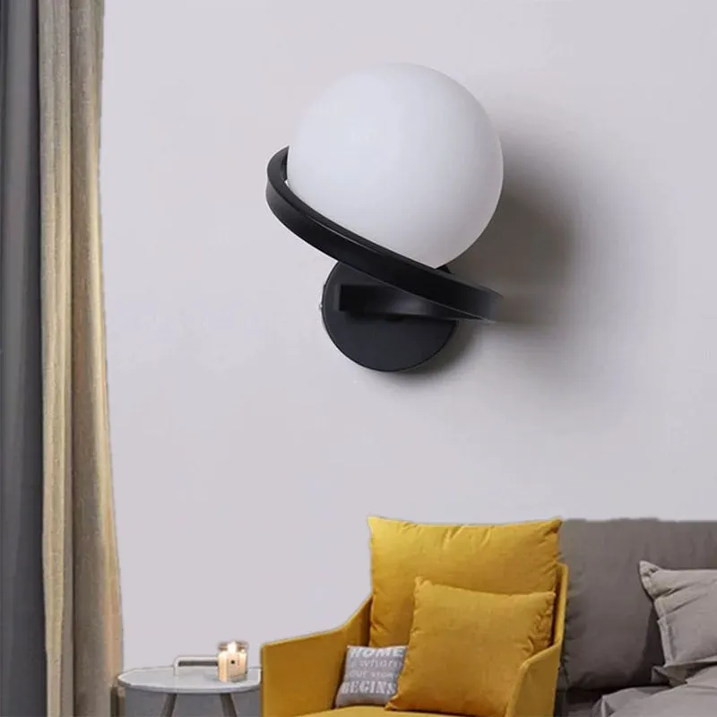 Black/White Metal Wall Lights Simple Living Room Bedroom Bedside Corridor Stairs Lamps G9 Sconce Lamp Glass Ball Wall Lighting