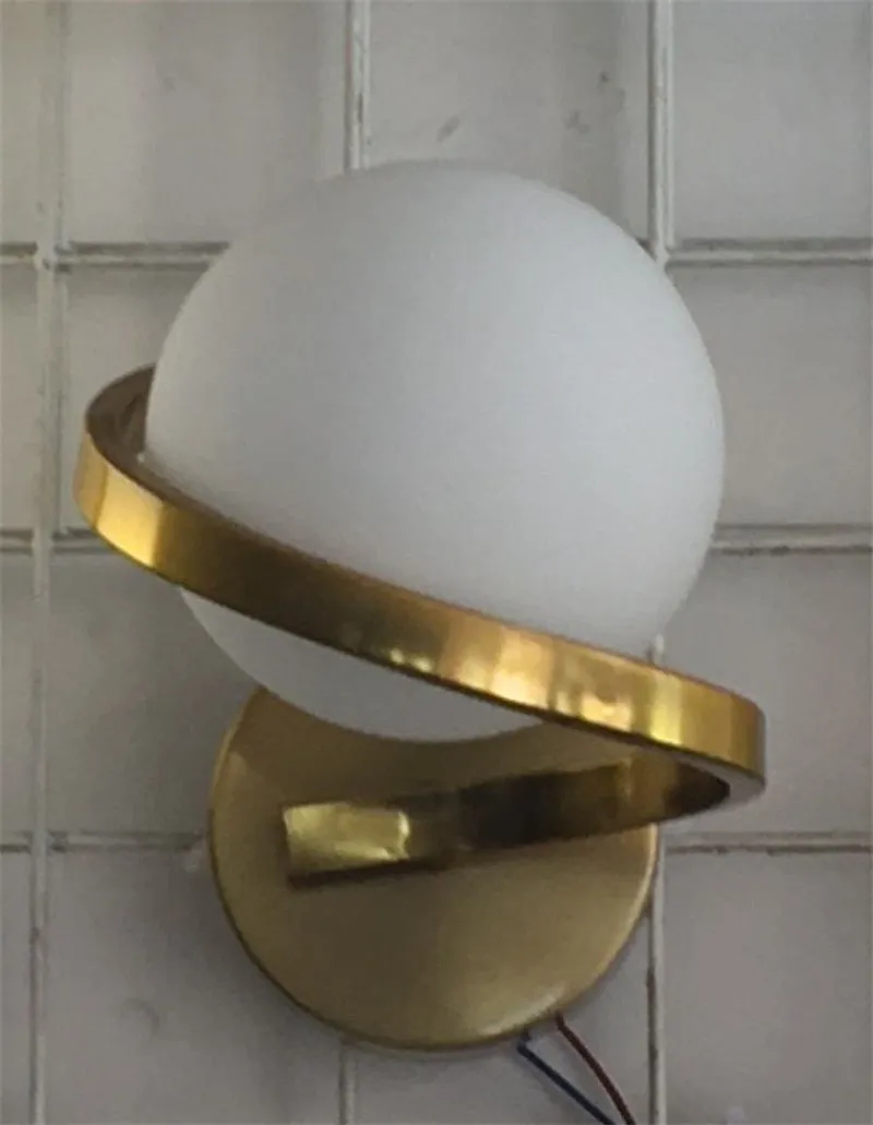 Black/White Metal Wall Lights Simple Living Room Bedroom Bedside Corridor Stairs Lamps G9 Sconce Lamp Glass Ball Wall Lighting