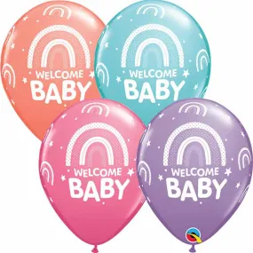 Boho Rainbow Welcome Baby Balloons - 50 Pack