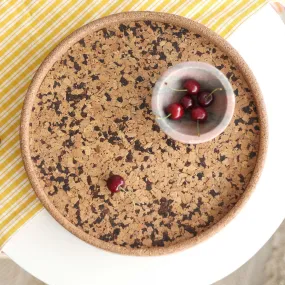 Boho Round Textured Tray | Modern & Decorative Serving Cork Platter For Kitchenware