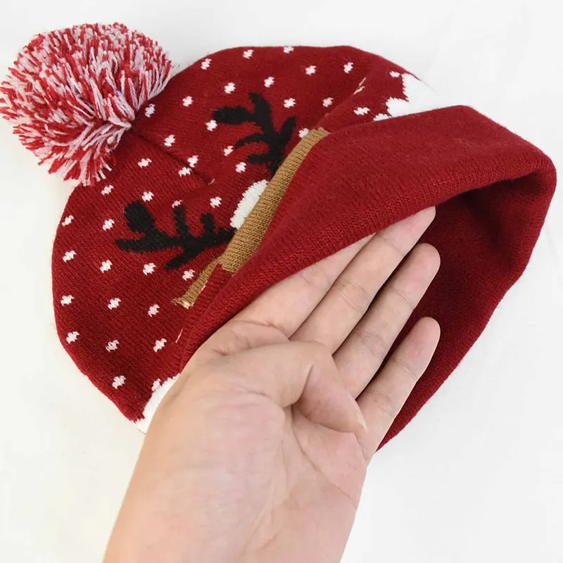 Christmas LED Hat Light Up Knitted Beanie Holiday Hat, Best Christmas Gift For Kids Adults