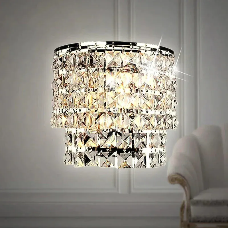 Classic crystal chandelier wall light gold crystalline wall sconce lamp LED  living room bedside glass crystal wall lamp