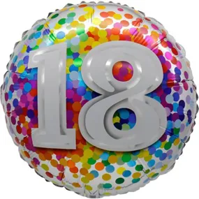 Confetti 18th Birthday Foil Balloon, 18 Inches, 1 Count