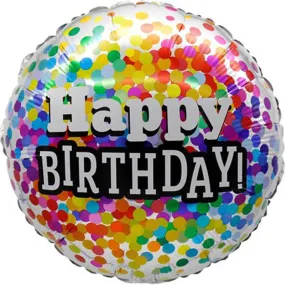 Confetti Happy Birthday Foil Balloon, 18 Inches, 1 Count