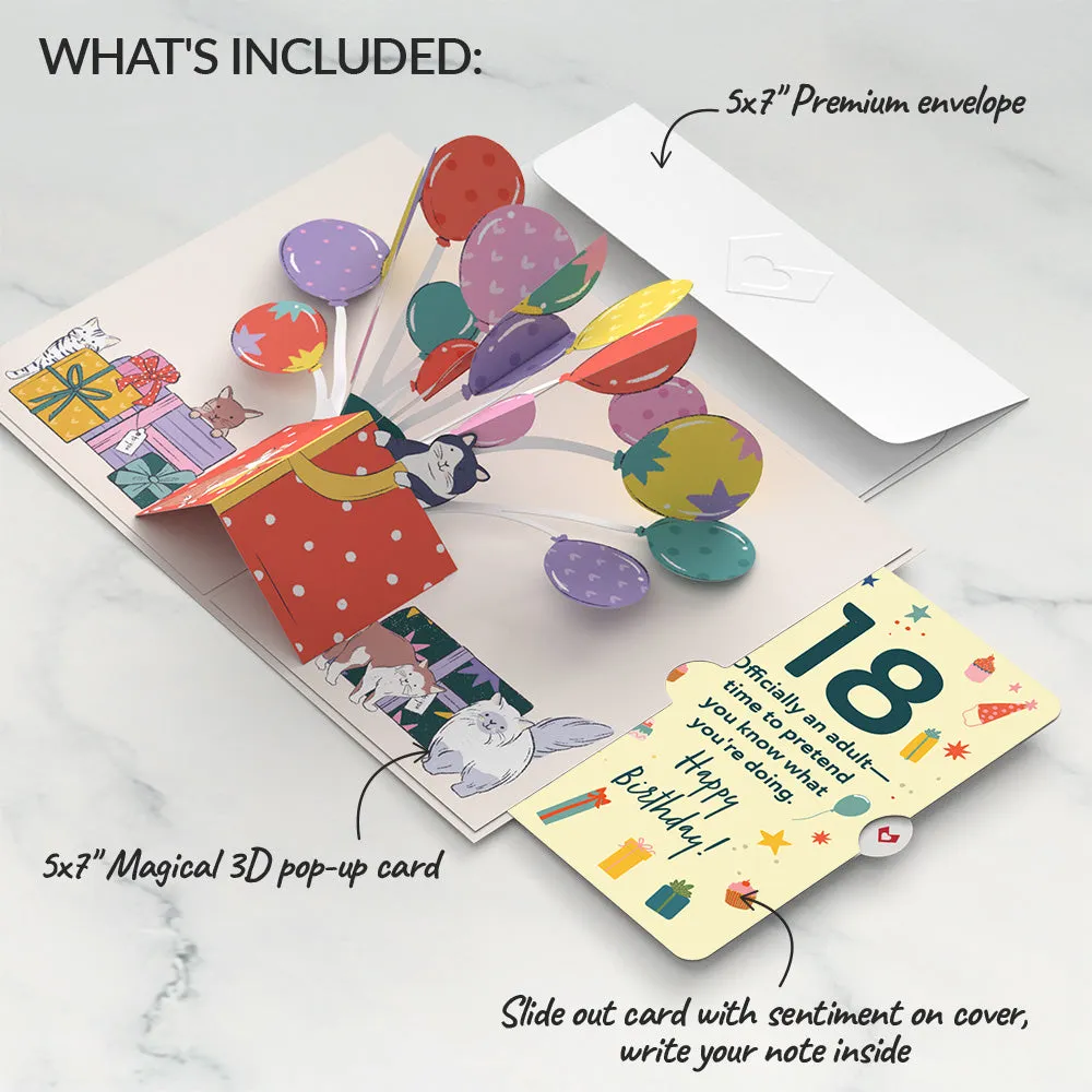Curious Cats 18th Birthday Pop-Up Card and Sentiment Set