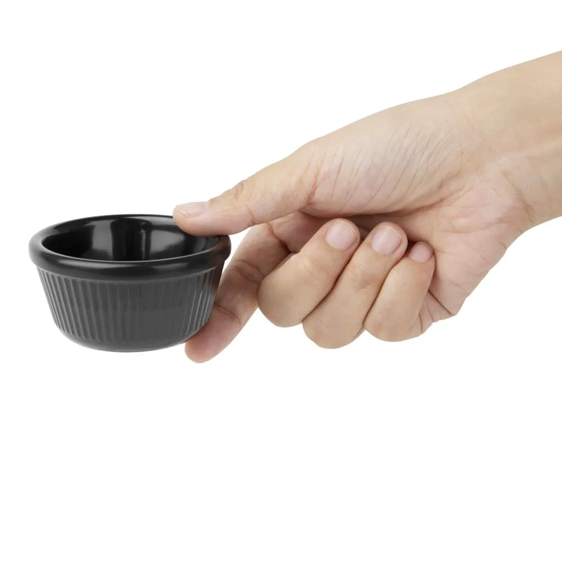 DM163 Kristallon Melamine Fluted Ramekins Black 70mm (Pack of 12)