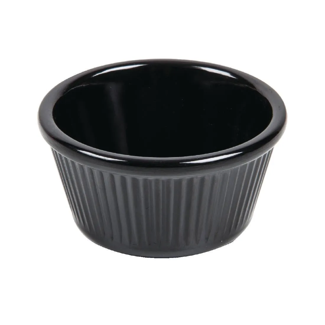 DM163 Kristallon Melamine Fluted Ramekins Black 70mm (Pack of 12)