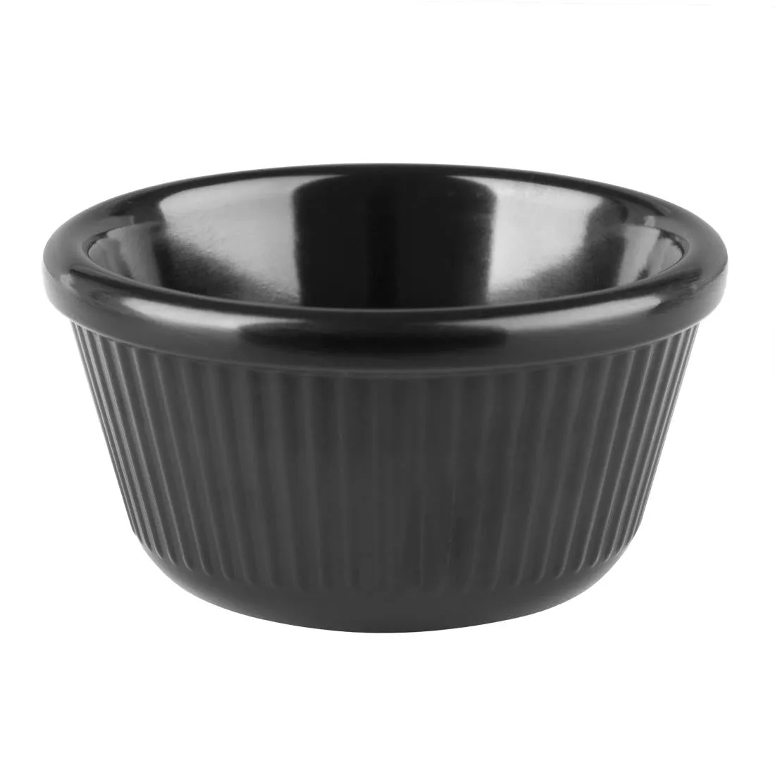 DM163 Kristallon Melamine Fluted Ramekins Black 70mm (Pack of 12)