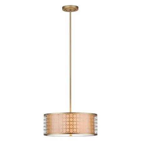 Drum Pendant Light, Antique Gold