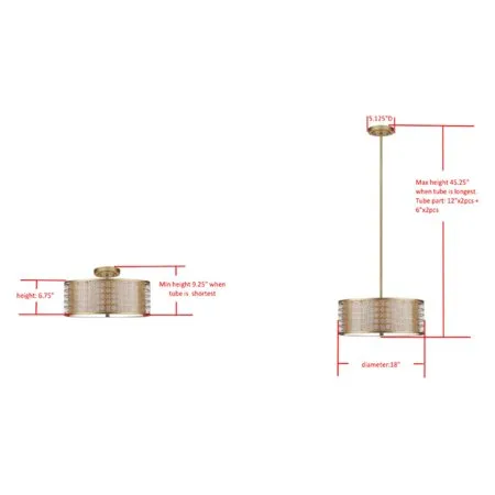 Drum Pendant Light, Antique Gold