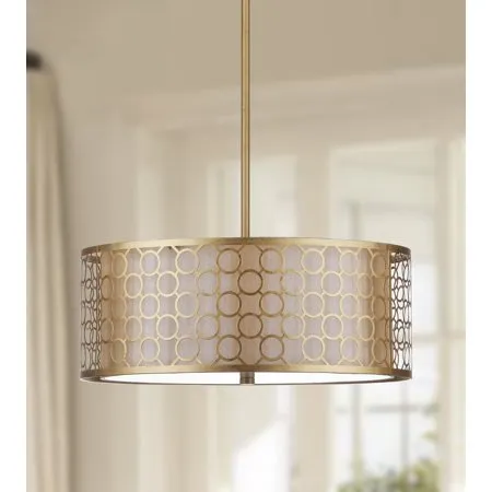 Drum Pendant Light, Antique Gold