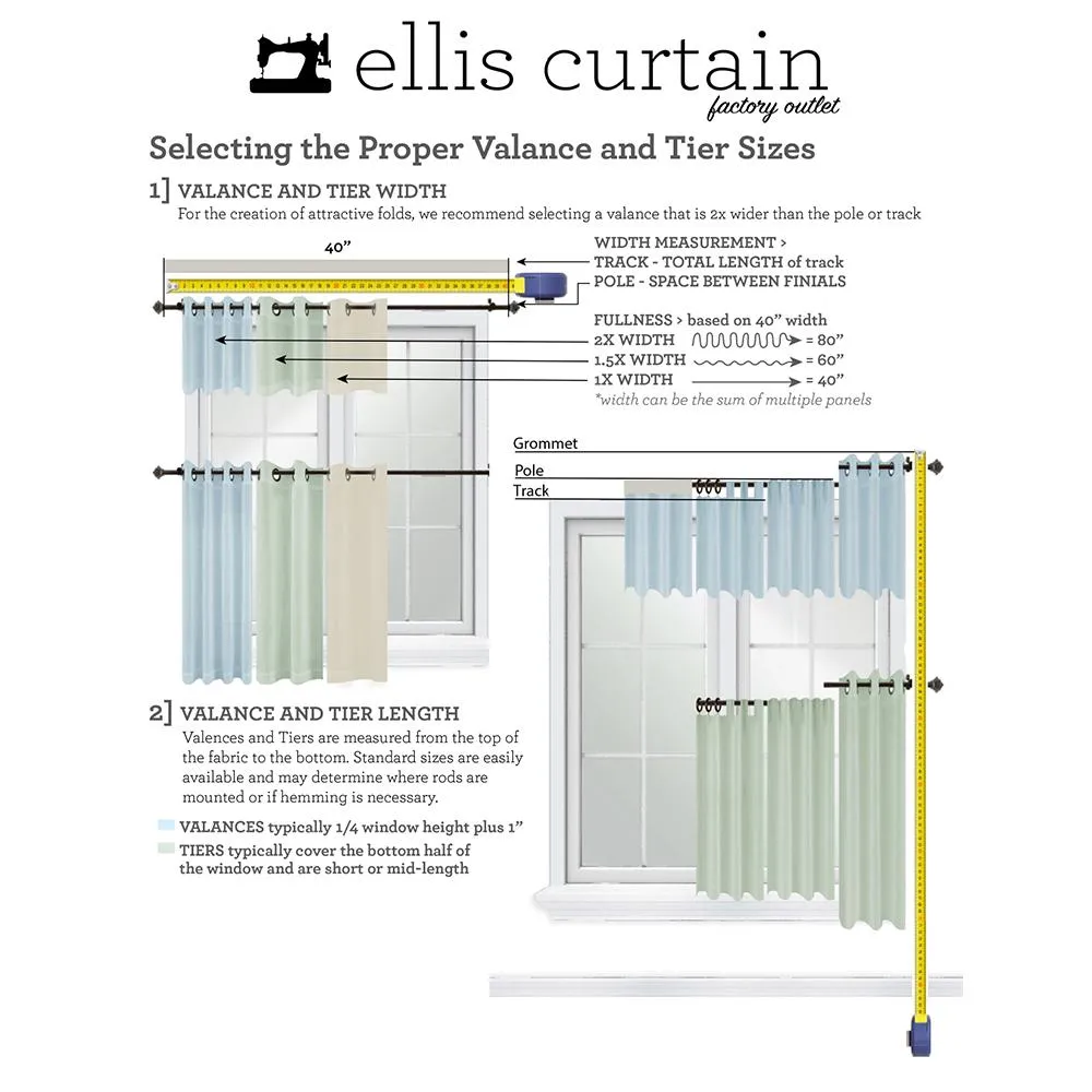 Ellis Curtain Manchester Window Treatment 1.5" Rod Pocket 100% Cotton Curtain Tiers Blue