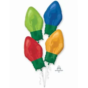 Festive Air Filled Multicolor Christmas Light Bulb Foil Balloons (1/Pk)