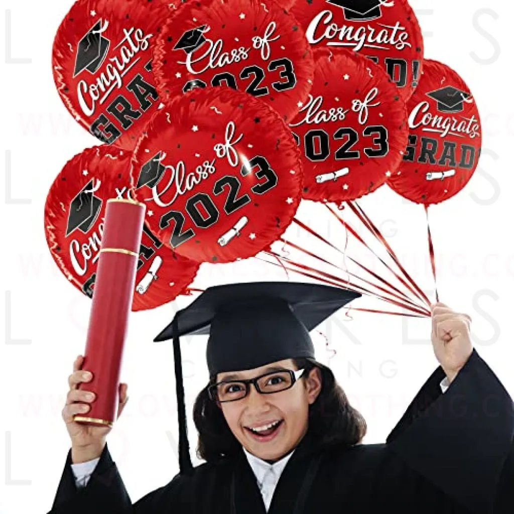 Graduation Party Decorations, Congrats Grad Balloons for 2023 Graduation Party Supplies,12 pcs Class Red Balloons, 17 Inch