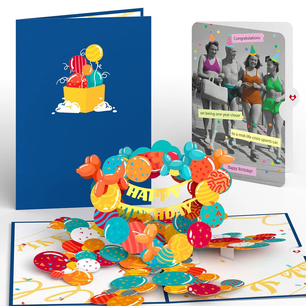 Happy Birthday Banner and Balloons Pop-Up Card and Sentiment Set for Any Woman