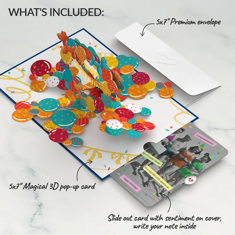 Happy Birthday Banner and Balloons Pop-Up Card and Sentiment Set for Any Woman